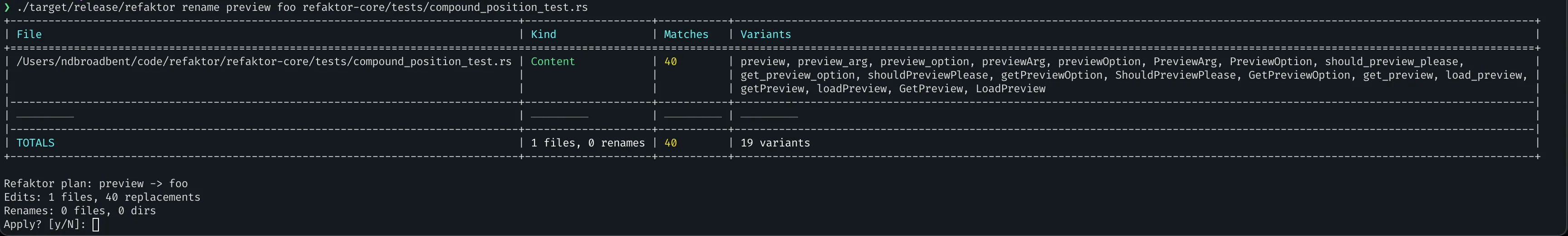 Preview of the refactoring changes